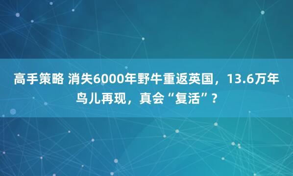 高手策略 消失6000年野牛重返英国，13.6万年鸟儿再现，真会“复活”？